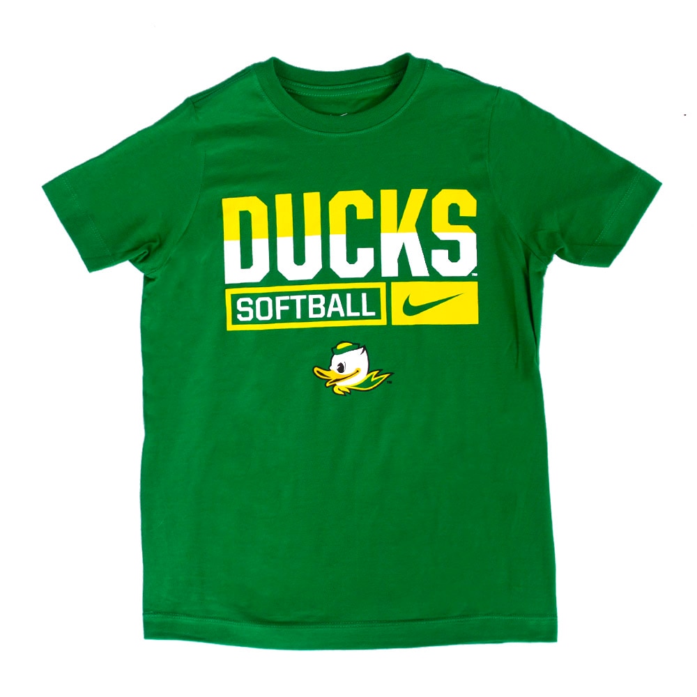 Fighting Duck, Nike, Green, Crew Neck, Cotton, Kids, Youth, Softball, Softball, T-Shirt, 813469